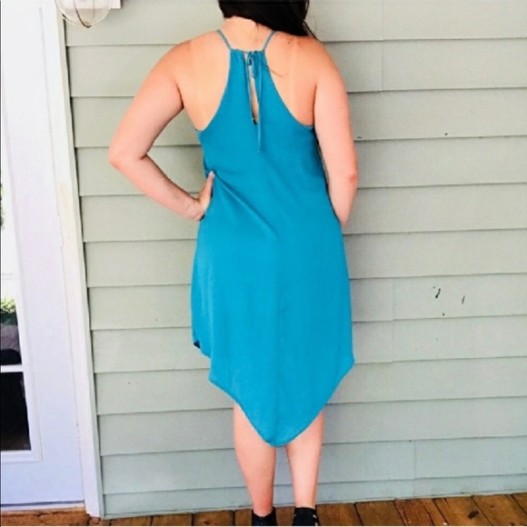RELISTED Teal Asymmetrical Hem Dress - Picture 2 of 6